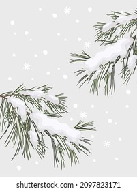 Winter forest . Christmas tree. Vector design template.