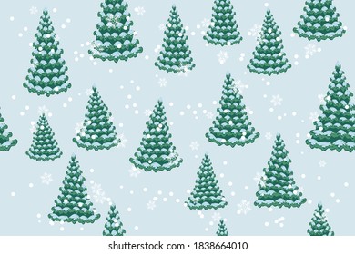 Winter forest - Christmas trees in the snow, seamless pattern