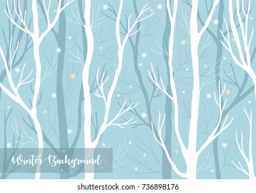 Winter forest during snowfall background. Vector illustration