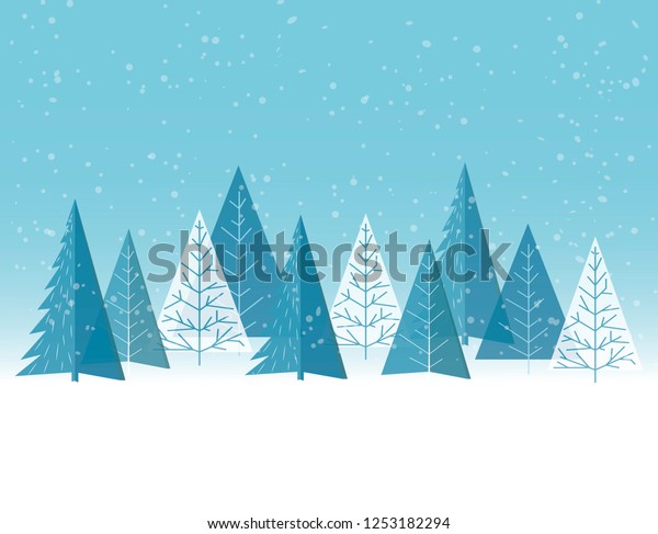 Winter Forest Flat Background Childrens Drawing Stock Vector Royalty Free 1253182294