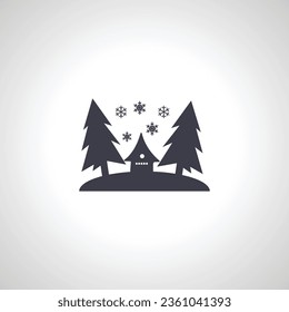 winter forest hut isolated icon on white background