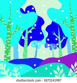 Winter forest illustration landscape material