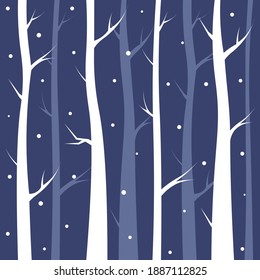 Ilustración del bosque de invierno con copo de nieve