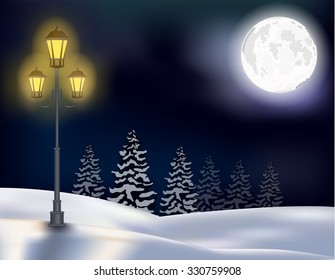 Winter Forest Landscape Christmas Background
