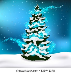Winter Forest Landscape Christmas Background

