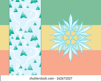Ilustración vectorial del paisaje forestal invernal marihuana postales