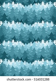 Winter forest landscape. Pine forest