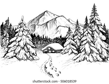 Snow Scene Sketch High Res Stock Images Shutterstock