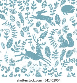Winter forest pattern.  Seamless pattern for fabric, paper and other printing and web projects.