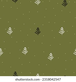 Winter forest scandinavian seamless pattern.Christmas tree simple hand drawn illustration for holiday decor,home interior,cover design,wrapping paper