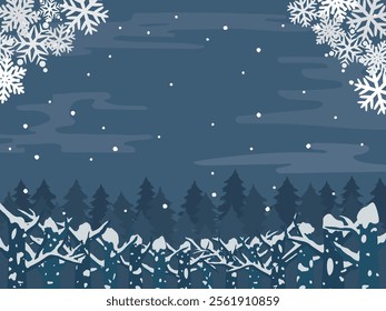 winter forest scenery image vector illustration.