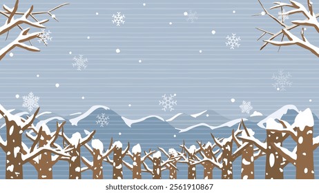 winter forest scenery image vector illustration.