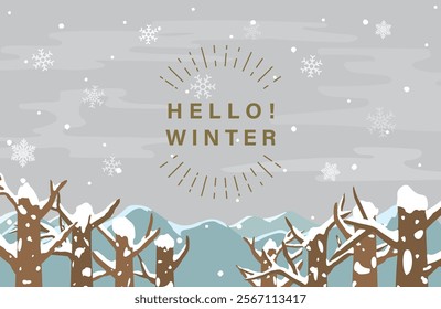 winter forest scenery image vector illustration.