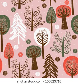 Winter Forest Seamless Pattern