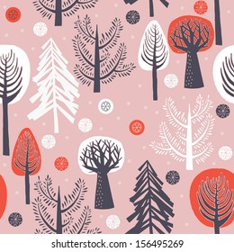 Winter Forest Seamless Pattern