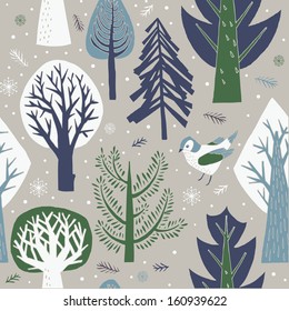 Winter Forest seamless pattern