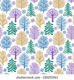 Winter forest seamless pattern