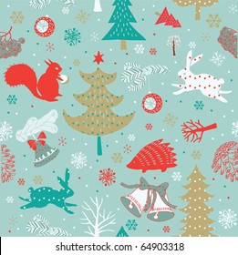 Winter forest seamless pattern