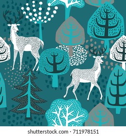 Winter forest. seamless pattern.