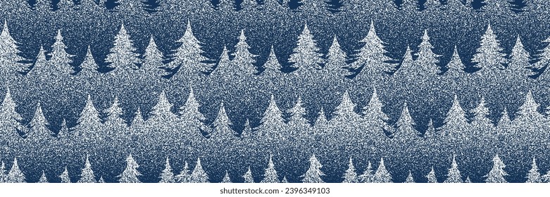 Winter forest, seamless pattern, Christmas decoration, vector illustration