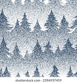 Bosque de invierno, patrón ininterrumpido, decoración navideña, ilustración vectorial