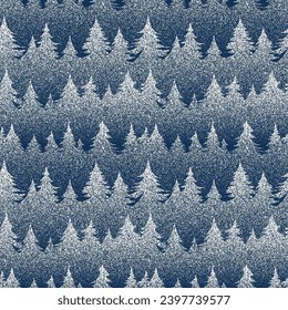 Winter forest, seamless pattern, Christmas decoration, vector illustration