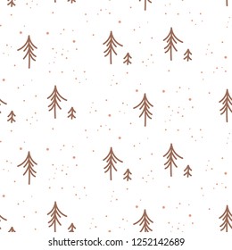 Winter forest simple white seamless texture for print.