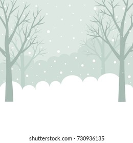 Winter forest with snow background