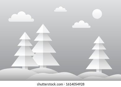 Winter forest with snowdrifts. Vector illustration.