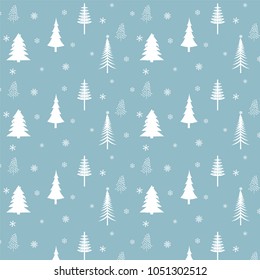 Winter forest and Snowflakes background, Pattern for winter and christmas theme. vector illustration.