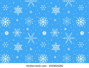 Winter forest and Snowflakes background, Seamless pattern for winter and christmas theme. Vector illustration.