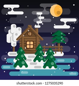 Winter forest. Vector illustration.