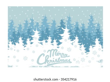 winter forest, vector, snowy forest