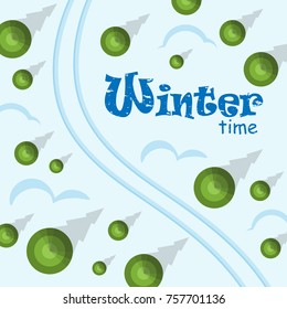 Winter forest view from above. Vector illustration