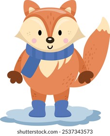Winter fox with scarf and boots