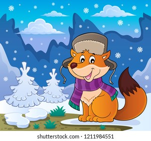 Winter fox theme image 2 - eps10 vector illustration.