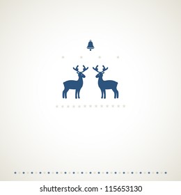 Winter frame background with deers, bell and snowflakes. Vector illustration.