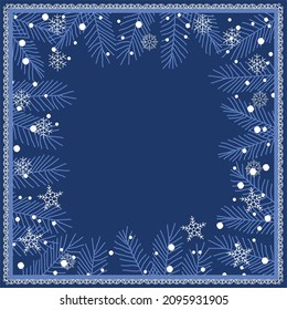 Winter frame background with snowflakes elements
