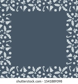 Winter frame (border). Christmas design. Best for Christmas / New Year greeting cards, invitation templates, posters, banners. Vector illustration