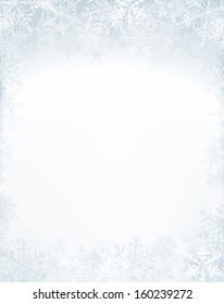Winter frame with crystallic snowflakes. Christmas background. Vector. 