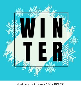 Winter Frame Design Label with Snowflake. Winter background. Banner, Symbol and Space for your text. Vector illustration icon.