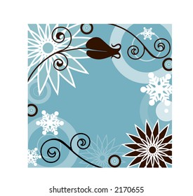 winter frame with filigree blue and brown