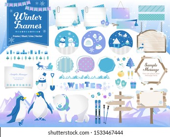 Winter / Frame / Illustration / Line Material Set