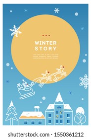 Winter frame line drawing illustration
