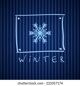 Winter frame with snowflake on the background of blue stripes. vector illustration EPS 10