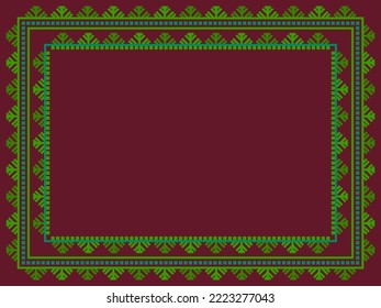Winter frame with snowflakes in art line style. Christmas frame design for greeting card and invitation. Festive Christmas and New Year border in Scandinavian and Nordic style. Vector illustration