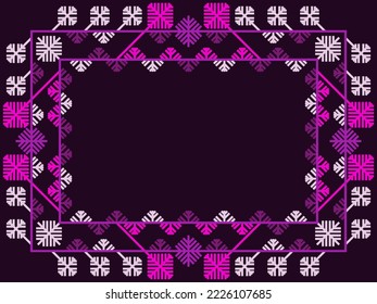 Winter frame with snowflakes in art line style. Christmas frame design for greeting card and invitation. Festive Christmas and New Year border in Scandinavian and Nordic style. Vector illustration