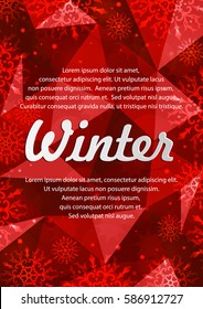 Winter frame with snowflakes. Christmas Greeting Card . New Year background.