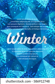 Winter frame with snowflakes. Christmas Greeting Card . New Year background.