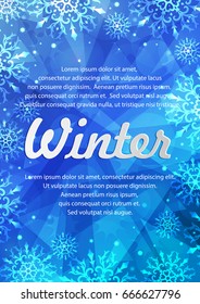 Winter frame with snowflakes. Christmas Greeting Card. New Year background